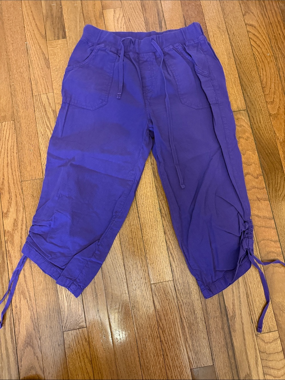 Gloria Vanderbilt Deep Purple Drawstring Crop Capris
